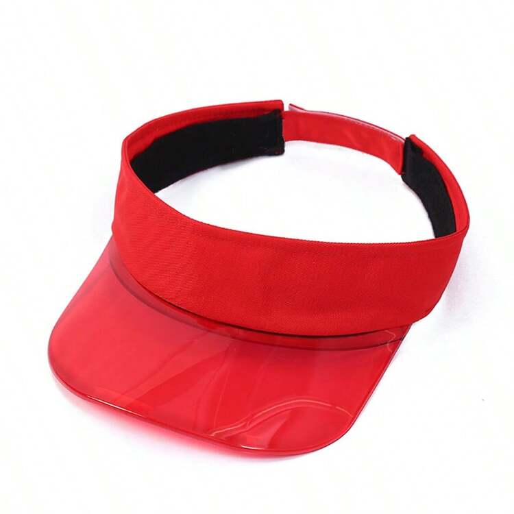 1 Pc Summer New Transparent Wide Brim Visor Cap, Lightweight Breathable Outdoor Sports Commuter Adjustable Solid Color Flat Top Hat - Multicolor - View 10