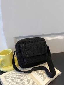 Pure Color Korean Version Versatile Fashion Personalized Leisure Small Square Bag Female New Small Cross-Body Bag - Black - View 3