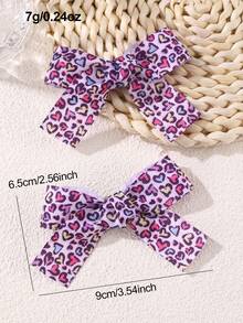 2pcs/12pcs Women's Vintage Brown Leopard Zebra Heart Print Ribbed Bow Hair Clips, Sweet Cute Bow Alligator Hair Clips, Suitable For Daily Casual Autumn/Winter Decorative Wear - Multicolor - View 8