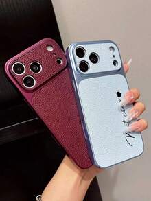 Personalized Initial Letter Pattern Faux Leather Phone Case Compatible With IPhone 18 17 16 15 14 13 Pro Max Series Luxury Crocodile Texture Shockproof Scratch Resistant Perfect Fit Compatible With Iphone 18 17 Pro Max Ideal Christmas Gift Choice - Burgundy - View 4