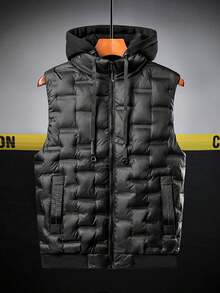 Women's Streetwear Functional Quilted Fleece Vest, Detachable Hooded Zipper Sleeveless Vest, Warm Comfortable Lightweight Versatile, Suitable For Outdoor Sports, Daily Wear, Home And Commuting - Black - View 8