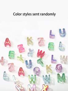 20Pcs Random Styles Iridescent Clear Large Hole Acrylic Alphabet Letter Beads,DIY Name Beads For Keychain Phone Chain Bracelet Jewelry Making Handcraft Supplies - Multicolor - View 5