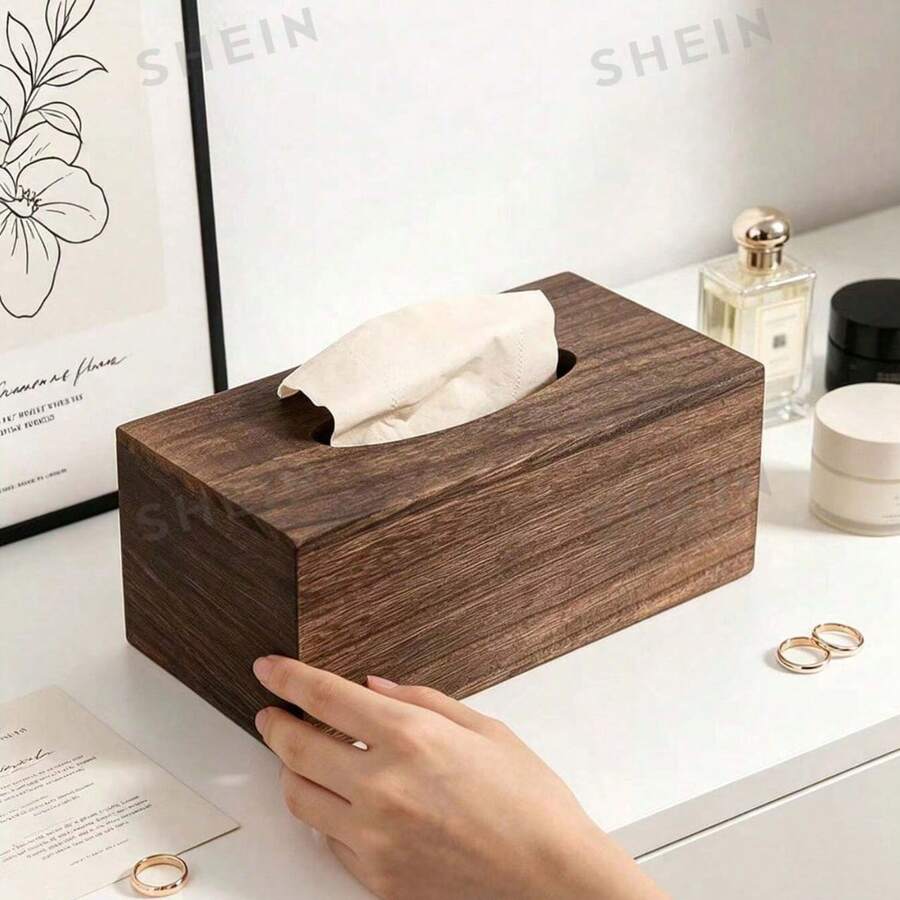 Tempat Tisu Kayu Walnut Minimalis Persegi Panjang dengan Tutup Flip, Warna Solid Serat Kayu Alami, Kotak Penyimpanan Tisu Ruang Tamu Persegi Panjang, Slot Tisu Halus, Organizer Tisu Meja Rias, Penggunaan Sehari-hari di Rumah, Hadiah Pindah Rumah, Hadiah Natal, Sepanjang Musim - Coffee Brown - View 1