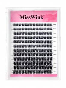 Miss Wink 140簇浓密卷翘分段式自粘假睫毛，DIY单根假睫毛，自然柔软，D 0.07mm 8-16mm混合装，手工制作，适用于卡通睫毛、日常妆容。 - D - 查看 2