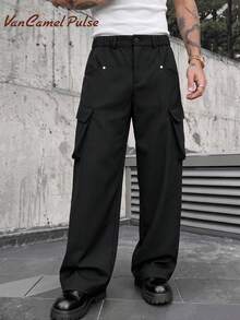 Vancamel Pulse Men's Pants Outdoor Casual Style Men's Cargo Long Pants Functional Style Versatile Minimalist Solid Color Men's Long Pants - Black - View 2