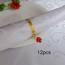 Home Decor Napkin Rings Table Decoration, Suitable For Holidays, Parties, Birthdays, Weddings, Dinners, Gatherings And Other Daily Creative Decor, Multiple Styles And Elements, Christmas Napkin Rings Metal Embossed Hammered Texture Ring Buckle, 4pcs/12pcs/102pcs Optional. - Multicolor - View 40