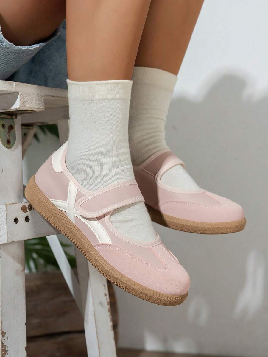 Colorblock Casual Sports Shoes Lace-Up, Lightweight, Thin. Soft Sole Daily Walking - Women - Comfortable, Fashionable, Versatile - Pink - View 1