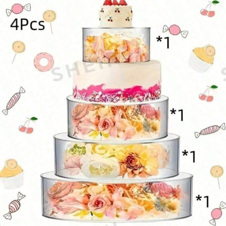 Transparent Acrylic Cake Stand Display, Round And Tiered Fillable Cake Tubes, Suitable For Weddings, Birthdays And Other Party Occasions - Clear - View 1