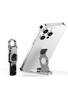1pc All-Metal 360° Multi-Function Phone Stand, Portable Foldable Phone Holder With Keychain Clip, Non-Slip Desktop Stand, Portable Travel Phone Stand, Suitable For Smartphones, Daily Home Video Watching, Live Streaming, Office And Travel Use - Multicolor - View 13