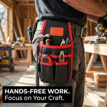 1pc Thick & Durable Multi-Layer Electrician Tool Bag, Adjustable Waist-Mounted Heavy Duty Storage Pouch - JH-801 Black - View 12
