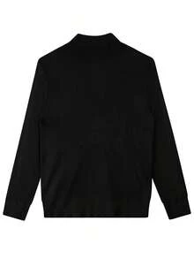 Men's Loose Thin Mock Neck Soft Comfortable Long Sleeve Ribbed Knit Sweater Suitable For Daily Casual Commute - Black - View 3