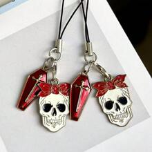 1/2pcs Halloween Skull Phone Charm Pendant, Universal For Smartphones - Multicolor - View 5