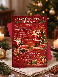 10/2pcs/Set Christmas Greeting Cards With Envelopes, Suitable For Friends, Family And Neighbors, Holiday Blessings, 2D Cards, Perfect For Family Exchange And Winter Gatherings, Christmas Cards, Perfect Christmas Invitations - One Size Fits All - View 2