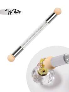Dual Tip Nail Sponge Blending Brush, Double End Ombre Nail Gradient Pen, Clear Acrylic Rhinestone Handle Nail Art Smudge Tool For Mirror Powder & Nail Gel DIY Manicure - Multicolor - View 10