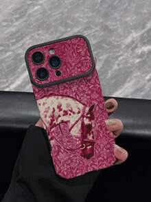 1pc New Vintage Rose Red Floral White Horse Pattern Phone Case, Faux Leather Texture, Shockproof Protective Cover Compatible With IPhone 17/17Pro/17ProMax/16/16Pro/16ProMax/16Plus/15/15Plus/15Pro/15ProMax/14/14Plus/14Pro/14ProMax/13/13Pro/13ProMax/12/12Pro/12ProMax/11/11ProMax, Anti-Collision Soft Shell - Multicolor - View 3