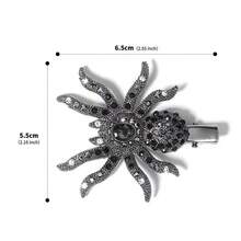 1pc Gothic Dark Style Rhinestone Spider Hair Clip, Shiny Rhinestone Alloy Alligator Hair Clip, Halloween Party Personalized Side Clip Hair Accessory, Halloween Exaggerated 3D Spider Hair Clip, Punk Style Black & White Rhinestone Alligator Hair Clip, Cool Girl Side Clip Hair Accessory - Black - View 7