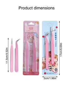 2pcs/Set Stainless Steel Tweezers Set, Straight & Curved Tip Tweezers, Suitable For Scrapbooking, Stickers, Washi Tape, Multipurpose Craft DIY, Old Magazines, Photo Albums, School Supplies, Macaron Hand Tools Cooka Tweezers For Stickers, Scrapbooking, Eyelashes, Jewelry Making, Model Making - Multicolor - View 6