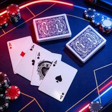 1pc Classic Motorcycle Pattern Playing Cards, 56 Cards, Blue Core Paper, Double-Sided Linen Texture, Party Table Game Entertainment Cards, Family Gathering Desktop Game Cards - Multicolor - View 5
