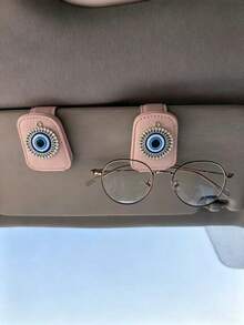 Devil Eye Rhinestone Car Glasses Clip, Car Sun Visor Glasses Storage Clip, Multi-Functional Ticket Holder Interior, Luxury Rhinestone Devil Eye Car Glasses Clip, Car Sun Visor Multi-Functional Glasses Ticket Holder, Creative Car Interior Decoration - Demon Eye - View 3