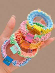 5pcs Women's Colorful Gradient Knot High-Elasticity Durable Hair Ties Rubber Bands Fashion Versatile Minimalist Hair Accessories Suitable For Daily Wear, Outings, Commuting, Parties, Casual, Vacation, Ponytail, Updo, Matching Clothes Hair Ropes - Multicolor - View 4