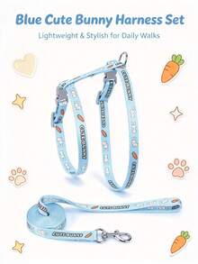 Supet 1 Set Cute Rabbit Pattern Harness And Leash Set, Adjustable Chest Strap, Quick Release Buckle, Lightweight Walking Leash For Small Animals Bunny Ferret, Rabbit Harness And Leash Set, Bunny Harness, Rabbit Leash, Small Pet Harness - Multicolor - View 8