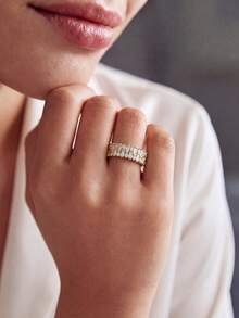 1pc Fashionable Super Shiny Rhinestone Ring, Exquisite Women's Jewelry Gift - Ring - View 4