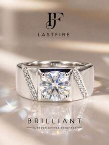1pc Moissanite Ring Classic 1CT Simple Men's Single Stone Ring, Suitable For Men's Daily Wear And Anniversary - Moissanite Ring - 1CT - View 2