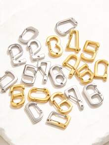 1pc Stainless Steel Number Spring Clasp, Gold & Silver Digit 0-9 Carabiner, Number Shape Snap Hook For DIY Necklace Bracelet Keychain Jewelry Making - Buckle - View 5