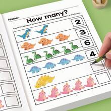 1pc Cartoon Animal Print Number Tracing Practice Book, Number Writing And Counting Exercises, 64+ Pages, Learning Activity - Multicolor - View 5