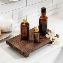 1/2pcs Minimalist Style Wooden Footstool, With Wooden Tray And Support Base, Rustic Style Tray, Multi-Purpose Home Decor, Suitable For Bathroom, Living Room, Kitchen, Soap Dish, Flower Stand, Etc. - Multi-color - View 2