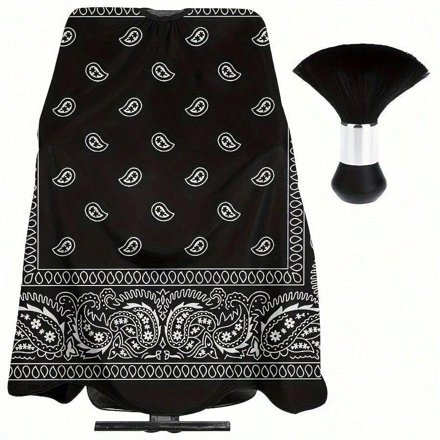 Men's Professional Barber Apron With Neck Dust Cover - Large Haircutting Cape, Suitable For Hair Styling And Salon Use, (With Neck Brush), Barber Accessories, Hairdressing Tools - Multicolor - View 1