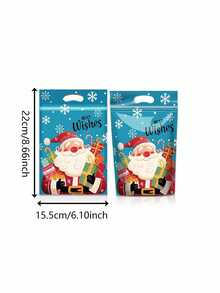18pcs/Set Christmas Standing Gift Bags, Santa Claus Self-Sealing Zipper Bags With Handles, Holiday Party Decoration Gift Packaging Supplies - Multicolor - View 4