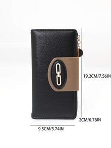 Fashionable Contrast Color Snap Long Wallet, Soft PU Clutch Wallet With Multi-Function Card Holder, Exquisite Metal Hardware, Magnetic Closure, Minimalist Design, Perfect Gift - Multicolor - View 6