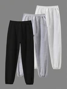 3pcs/Set Celana Jogger Motif Burung untuk Anak Laki-Laki, Celana Olahraga Kasual Longgar dengan Pinggang Elastis - MultiWarna - View 3