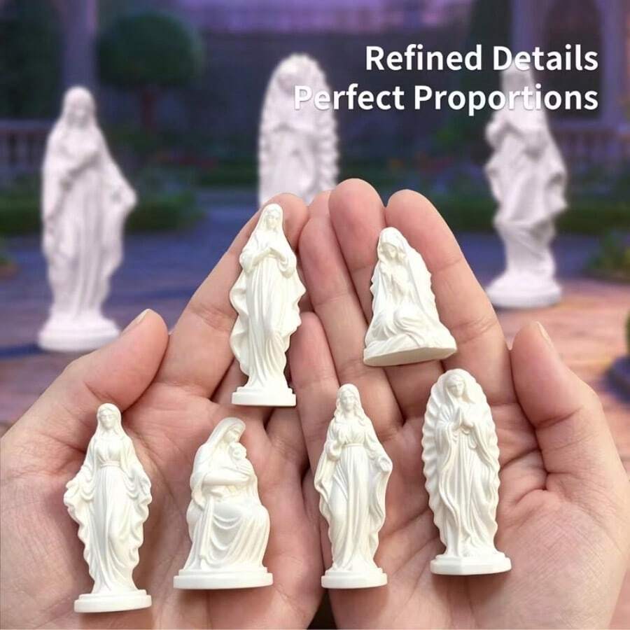 1pc-The Blessed Virgin Mary-Mini Religious Statue-White Figurine-Small Holy Figure-Holiday Gift-Christmas Religious Decor-Praying Virgin Desktop Table Decor Christmas Gift-Praying Virgin Ornament-Home Shelf Decor - Multicolor - View 1