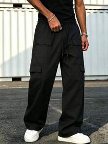 Spring/Autumn Straight Leg Pants For Men, Lightweight, Durable, Wrinkle-Resistant, Breathable - Black - View 2