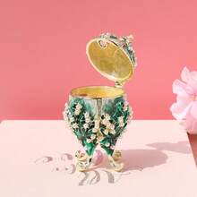 SIQIZHOU 1pc Pearl Egg-Shaped Jewelry Box, European Style Alloy Enamel Decorative Box, Home Decor Ornament, Russian Egg Jewelry Box - Easter Egg - View 9