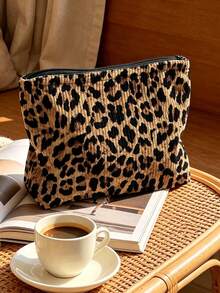 New Leopard Print Pattern Makeup Bag | French Print Travel Organizer Bag | Travel Essentials | Poolside Must-Have | Toiletry Bag | Pool Storage Bag | Mother's Day Gift | Teacher's Day Gift | Suitable For Moms, Teachers, Friends And Nurses | Home Essentials | Graduation Gift | Easy To Clean Design | Portable Makeup Bag - Multicolor - View 6