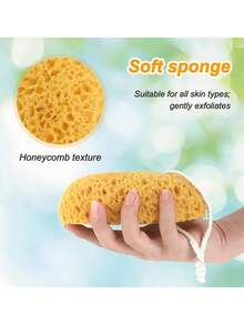 1Pc Bath Sponge, Durable Large Foam Loofah Face Puff - Yellow - View 3