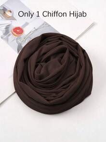 2PCS Women's Solid Color Chiffon Hijab With Matching Tube Cap Set, Comfortable Breathable Chiffon Headscarf And Premium Jersey Inner Cap, Muslim Daily Wear, Suitable For Work, Commute, Outings, Gatherings, Evening Events, Prayer, All Season - 08-coffee - View 9