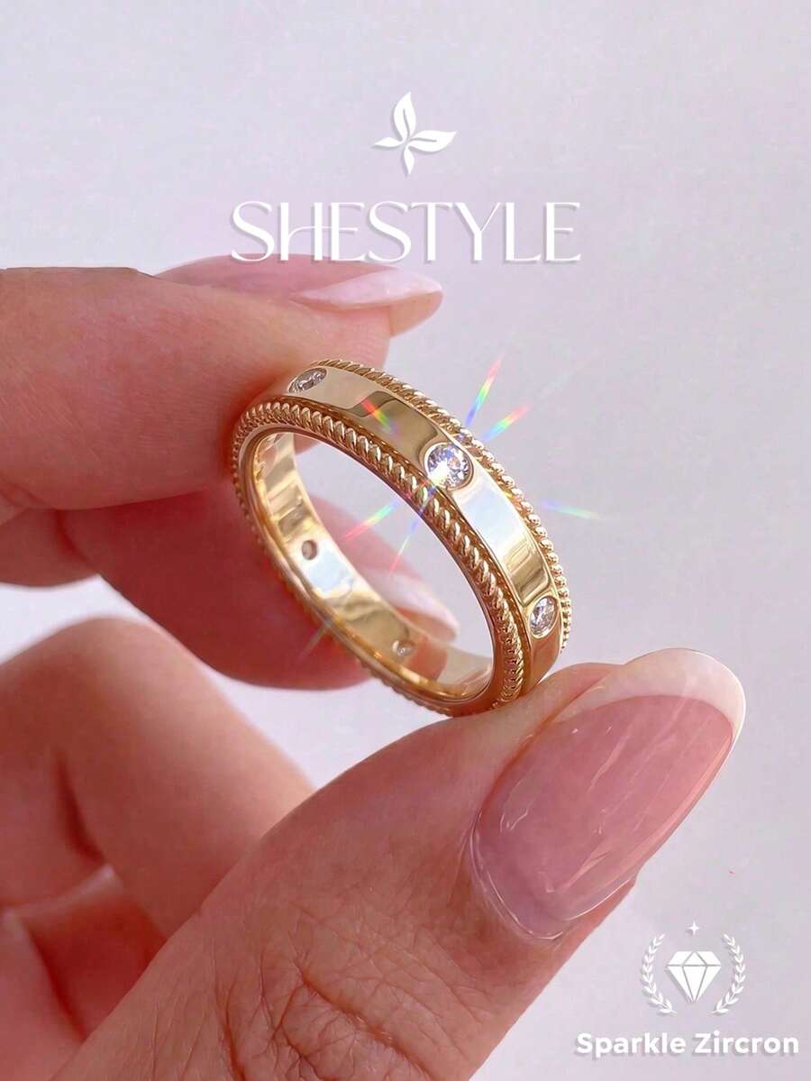 1pc Twisted Zirconia Ring, Exquisite Women Jewelry Gift, Elegant Ring, Suitable For Daily Wear And Party Decoration, Beautiful Women Gift