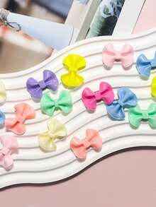 10/20/100pcs Acrylic Bow Candy Color Wrinkled Cream Glue Phone Case Material Solid Color Dyed Beaded Accessories - Bow - View 3