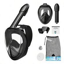 Silicone Full Face Snorkel Mask, Dry Snorkel Mask, Detachable Portable Snorkel Mask With Camera Mount, Suitable For Travel, Beach Essentials, Beach Accessories, Pool Float - Multicolor - View 2