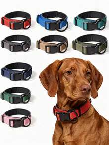 Adjustable Reflective Nylon Pet Dog Collar, Soft Thick Neck Collar, Large Dog Collar, Suitable For Daily Dog Walking - Multicolor - View 1