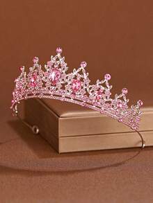 A Fashionable And Exquisite Alloy Crown, Perfect For Women To Wear In Wedding Group Photos. - Watermelon Pink - View 3