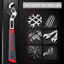 1pc Multi-Function Quick Self-Locking Wrench Large Opening Adaptive Universal Industrial Grade Wrench Extra Fast Small Wrench 6in 8in 10in 12in Multi-Model Pipe & Nut Wrench Suitable For Plumbing Pipes Home Renovation Industrial Factory Etc - Red and Grey Handle - View 2