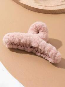 3pcs/Set Autumn/Winter Milk Coffee Color 12cm Plush Hair Claw - Multicolor - View 3