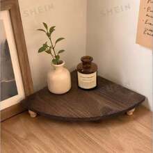 1-Pack Small Space-Saving Vintage Wooden Corner Shelf, Multi-Functional Vintage Display Shelf, Rustic Brown, - Brown - View 1
