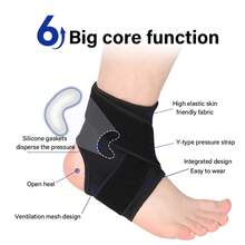 1pc Adjustable Ankle Support Sleeve With Silicone Side, Ankle Compression Wrap, Breathable And Comfortable, Suitable For Men And Women Sports, Fitness, Running, Basketball - Black - View 5