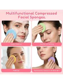 10pcs Facial Sponges For Washing Face Mix Pack Compressed Sponges Facial Individually Packaged - Pink - View 6